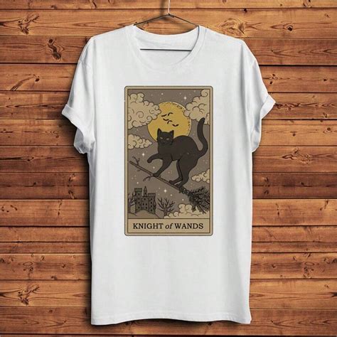 Black Cat Tarot Card Funny Meow T Shirt Men Homme Daily Short Sleeve ...