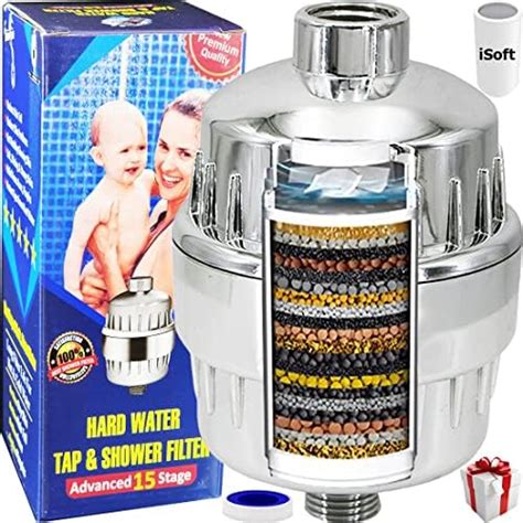 iSOFT Hard Water Shower Tap Head Filter Softener- Chlorine Salt Remover ...