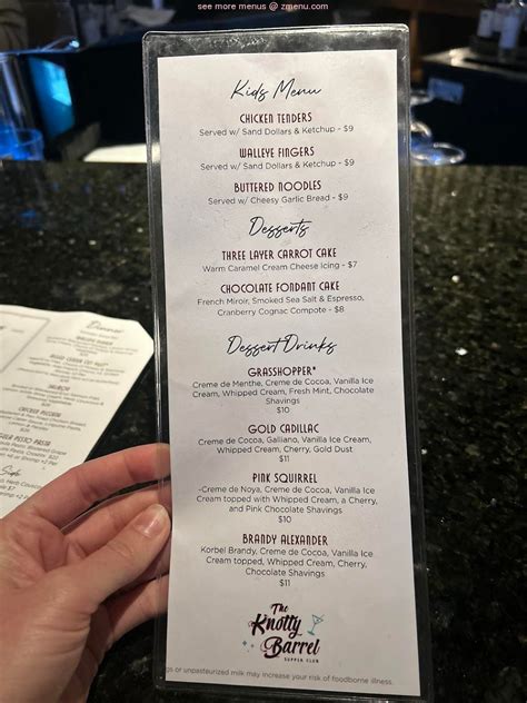 Online Menu of Knotty Barrel Supper Club Restaurant, Minocqua ...