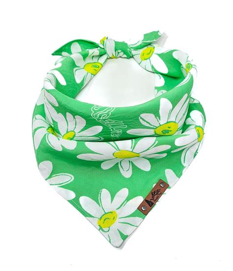 Buy Pet Bandana "cloverdale" Green and White Daisy Floral Cotton Dog ...