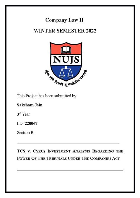 Company Law II: Analysis of TCS v. Cyrus Investment Case Study - Studocu