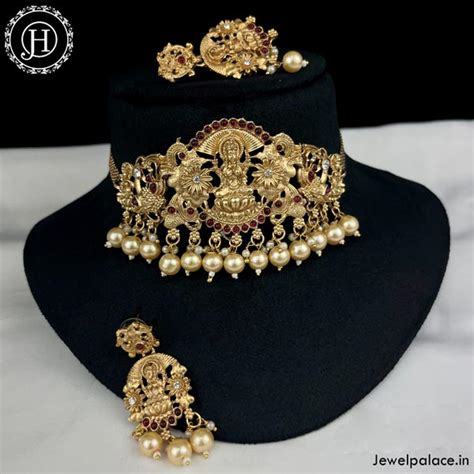 Beautiful Gold Finish Kemp Stone Temple Design Necklace JH4158 – Jewel ...