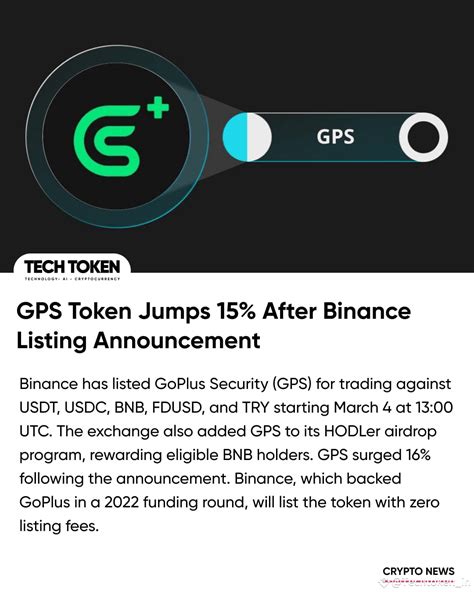 #BinanceListsGPS 🚀 GPS token surges 16% as Binance announce | Techtoken ...