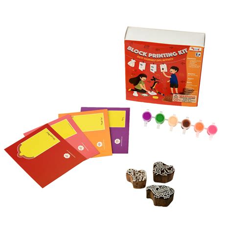 COCOMOCO DIY Craft Material - Wooden Block Printing Kit with Stamps fo