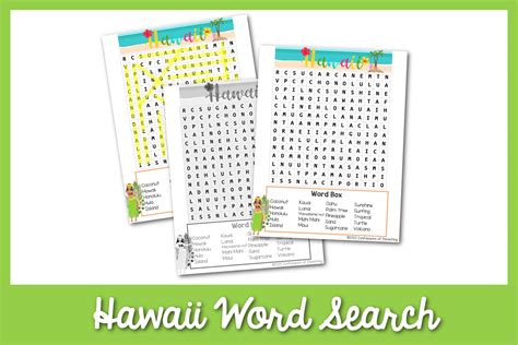 Hawaiian Word Search For Kids