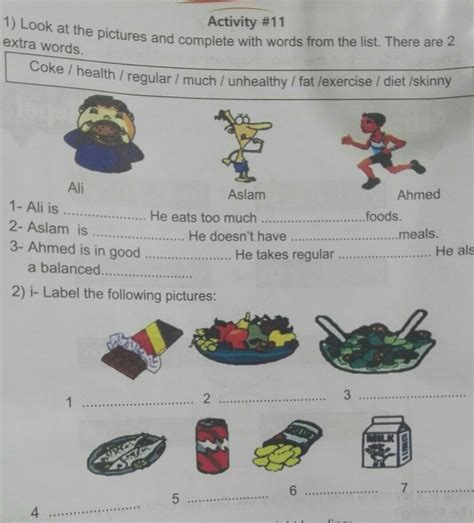 look at the pictures and complete with words from the list .there are2 ...