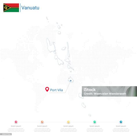 Vanuatu Map Detailed Infographic And Pin Of Country Capital Port Vila On White Background Stock ...