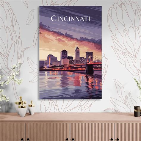 Cincinnati Skyline Over the Ohio River Wall Art | Canvas Print | Jessie ...