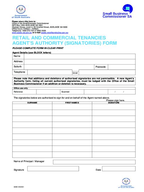 Fillable Online Agent's Authority (Signatories) Form. Tenancies Form ...