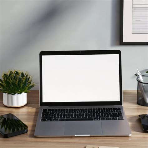 Laptop mockup on stylish organized working desk office | Premium Photo