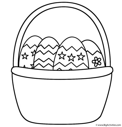 Easter Basket with Easter Eggs - Coloring Page (Easter)