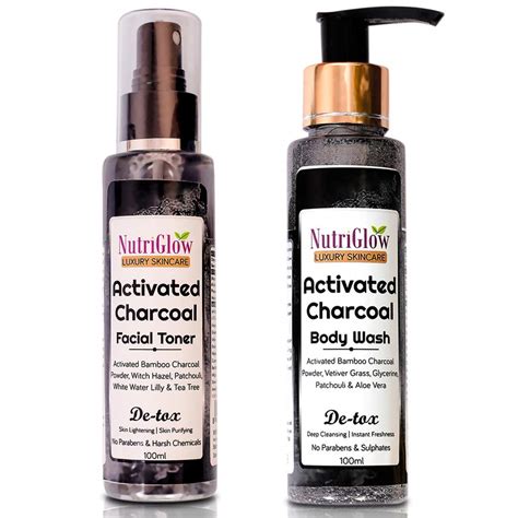 Buy NutriGlow Luxury Skincare Activated Charcoal Facial Toner and ...