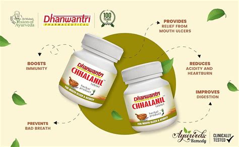 Dhanwantri Pharmaceutical Chhalanil Mouth Ulcer & Acidity Tablets ...