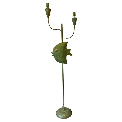 1940s French Copper Fish Floor Lamp For Sale at 1stDibs