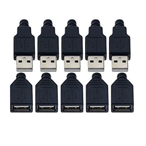 VizGiz 10 Pack USB Plug Replacement USB2.0 4 PIN Type A Female Male ...