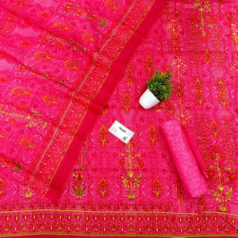 Pink Printed Cotton Silk Salwar Suit – Mohsin Textiles