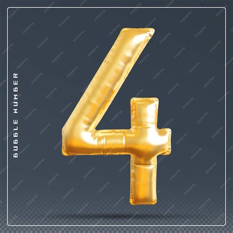 Premium PSD | Bubble golden number 4