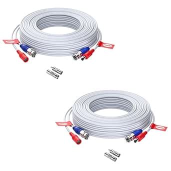 ZOSI 2 Pack 60ft (18 Meters) Security Camera Cable All-in-One BNC Video ...