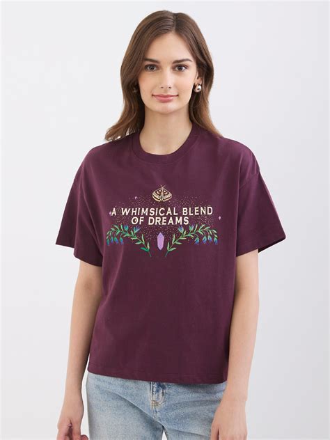 Women Cherry Lacquer Oversize Fit Casual T-Shirt