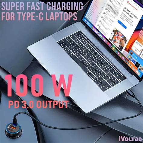 iVoltaa 130W Type C PD Car Charger, 3-Ports USB Car Charger, PD/PPS 10