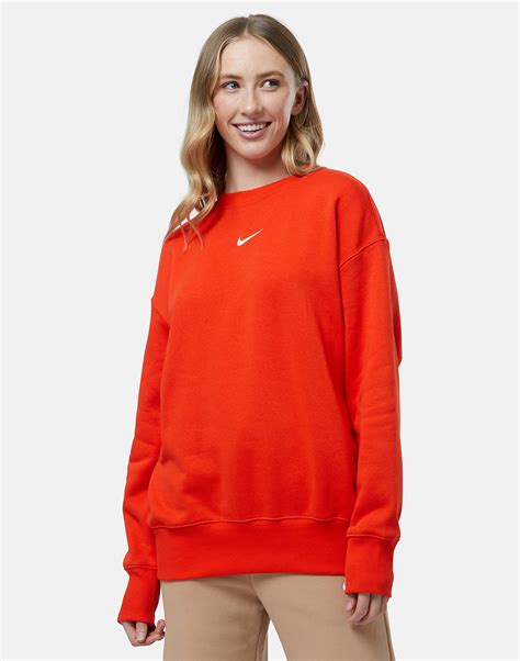 Nike Womens Phoenix Fleece Crew Neck Sweatshirt - Red | Life Style ...