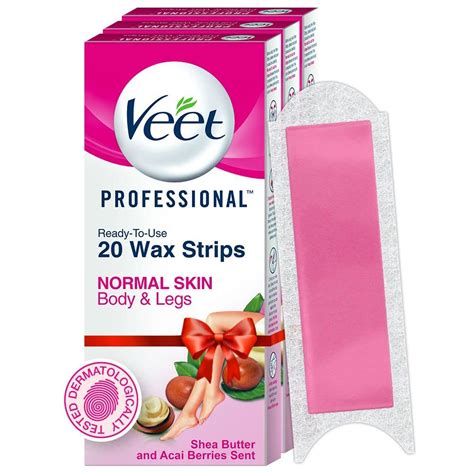 Veet Professional Waxing Strips Kit for Normal Skin, 20 Strips (Pack of ...
