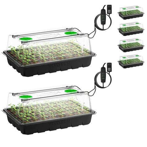 6-Pack Seed Starter Trays, 240-Cell Seed Starter Kit with 2 Set of LED ...