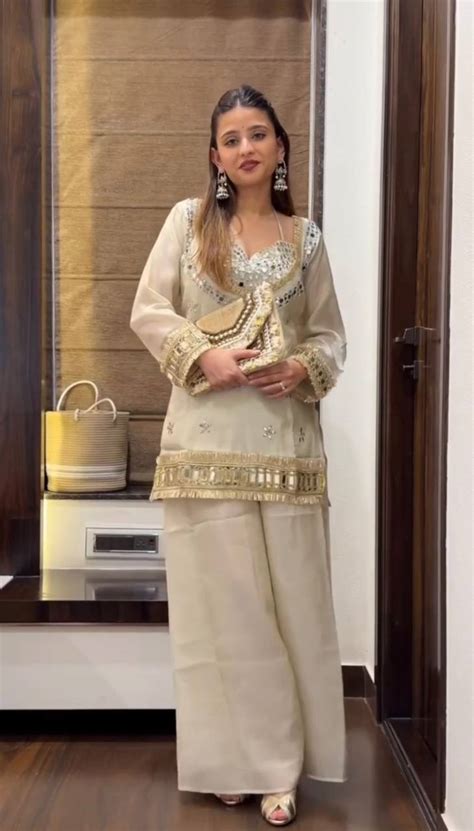Premium Fendy Silk Mirror Work Top Sharara Set – Ready to Wear ...