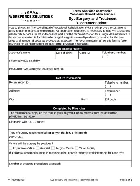 VR3110 Surgery and Treatment Recommendations - Texas Workforce ...