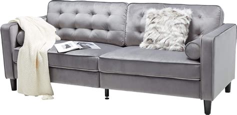 Esright 84.2 Grey Velvet Couch Mid Century Modern India | Ubuy