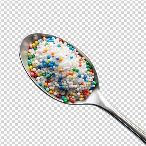 Microplastic particles on a spoon isolated on transparent background ...
