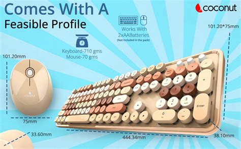 Amazon.in: Buy Coconut Vintage Combo Retro Wireless Keyboard & Mouse 2 ...