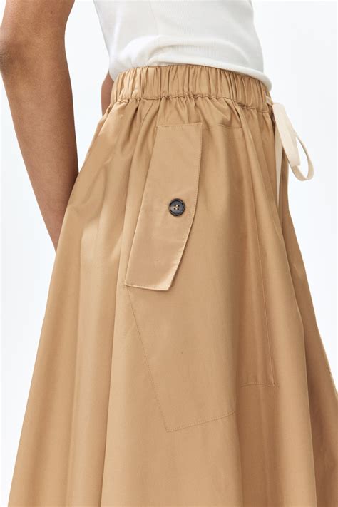 Women's Beige Cotton twill drawstring skirt | H&M IN