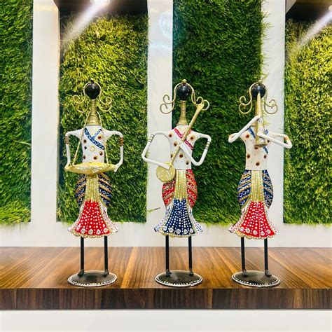 SHREE 'O' GREEN TECH Metal Musician Tabletop Lady Set of 3 Decorative ...
