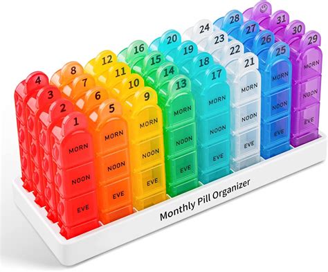 Zoksi Monthly Pill Box Organiser 4 Times a Day, 30 Day Tablet Organiser ...