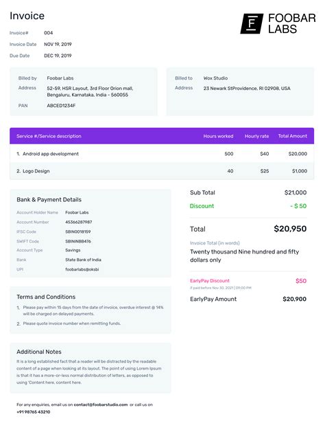 Basic Freelance Invoice Example 的图像结果