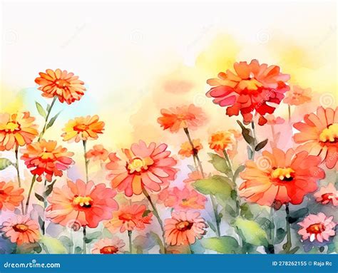 Watercolor Painting of Flowers - Zinnias Stock Illustration - Illustration of artistic, flower ...