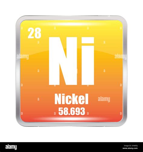 Nickel element icon. Atomic number 28. Nickel 58.693 mass. Vector Ni symbol Stock Vector Image ...