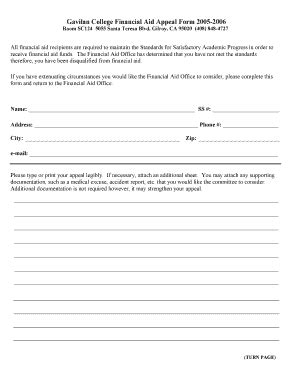 Fillable Online gavilan Gavilan College Financial Aid Appeal Form ...