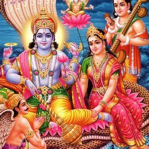 Buy Vishnu Art, Vishnu & Lakshmi - Vintage-style Indian Hindu ...