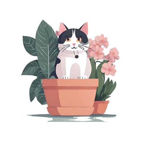 Cute Cat In Flower Pot Free Stock Photo - Public Domain Pictures