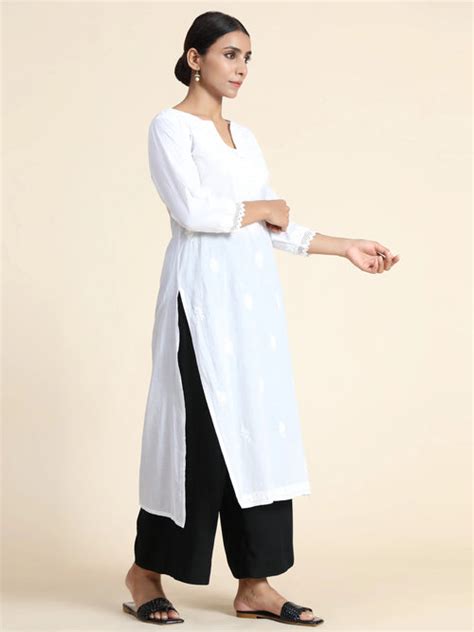 Sharmin in HOK Chikankari Long Kurti for Women in white - House Of Kari ...