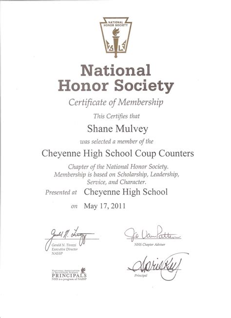 National Honor Society Certificate Template