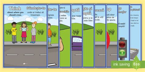 Road Crossing Safety Display Posters Romanian/English - Road Crossing ...