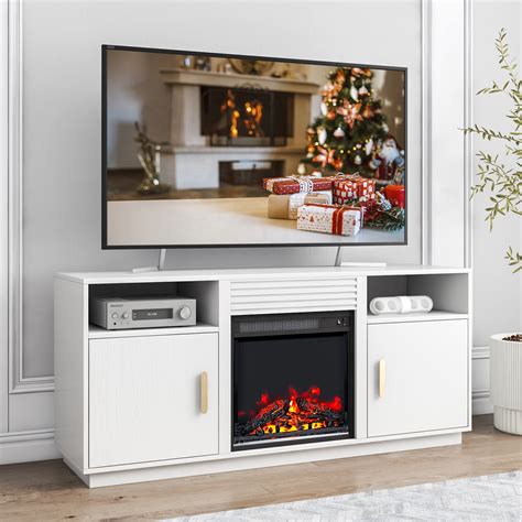 White Fireplace Tv Stand With Shelves at Isla Lascelles blog