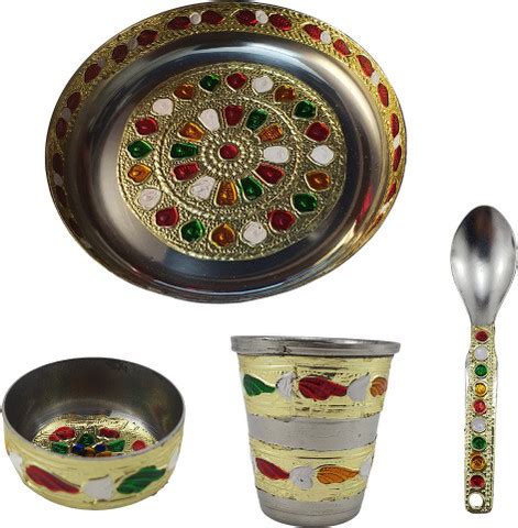 The Classic Cart Rajasthani Meenakari Worked Steel Krishna Pooja/Bhog ...
