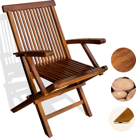 Amazon.com: Heavy Duty Teak Folding Chair, Teak Outdoor Furniture Fully ...