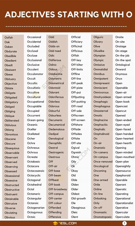 Adjectives that Start with O (1200 O Adjectives in English) • 7ESL