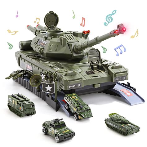 CUTE STONE Military Vehicles Set, Battle Tank Toy with Realistic Light ...