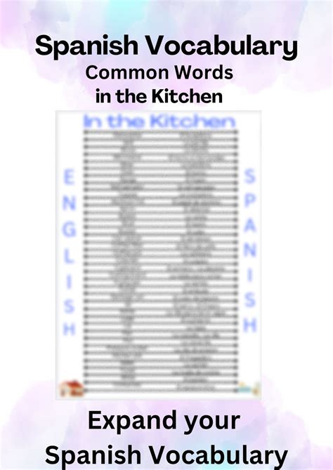 Spanish Vocabulary - in the Kitchen - Etsy